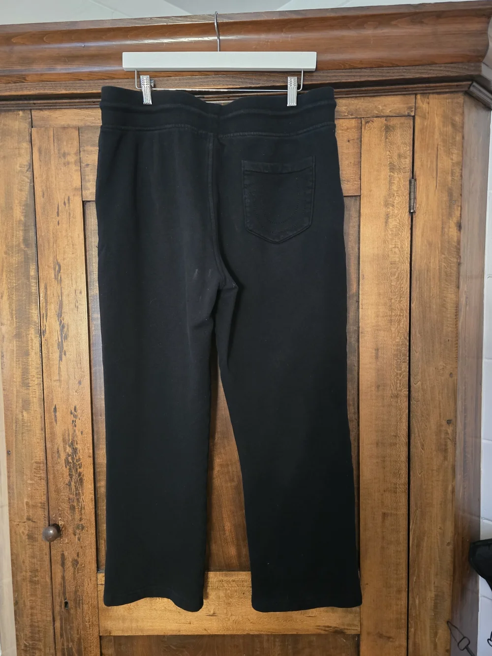 O True Religion Men's Black Sweatpants with Red Accent Large